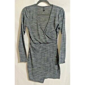 Cotton On Women's Dress Sz. S Gray Long Sleeve Space Dye Faux Wrap